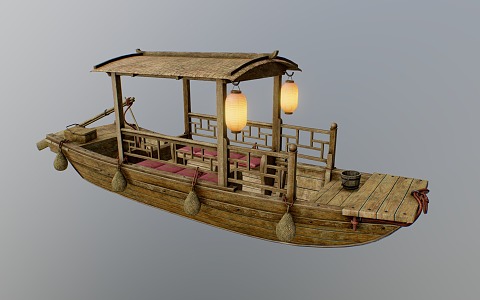 Chinese Boat Wood Boat Wood Pulp Boat 3d model