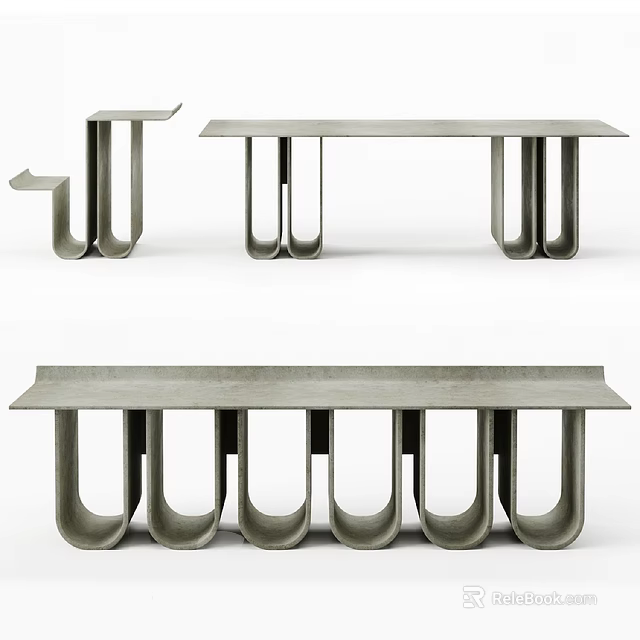 Modern Corner Side Table With Unique U shaped Metal Legs And Contemporary Design 3d model 