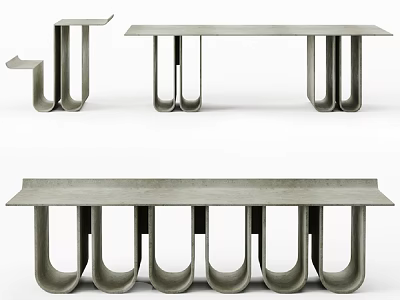 Modern Corner Side Table With Unique U shaped Metal Legs And Contemporary Design 3d model