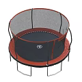 Outdoor Round Trampoline Sports Equipment With Red Frame Black Safety Net And Metal Legs