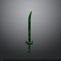 Green Fantasy Sword With Decorative Hilt And Unique Blade Design As Weapon