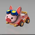Pink Pig Shaped Childrens Furniture With Blue Goggles And Red Yellow Wheels