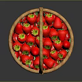 Beautiful Wicker Basket Filled with Fresh Ripe Strawberries and Yellow Flowers