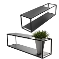 Modern Minimalist Side Table With Black Metal Frame Open Design And Shelves