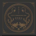 Intricate Dragon Carving Design For 2024 Chinese New Year Circular Decor