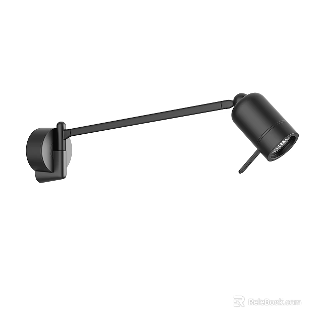 Modern Black Wall Mounted Lamp With Adjustable Arm And Cylindrical Head 3d model 