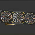 High Quality Graphics Card With Three Fans Black And Yellow Design
