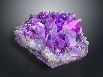 Decorative Ornament Set with Purple Crystal Cluster for Home Decor Accent 3d model