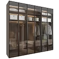 Modern Wardrobe Interior Design With Glass Doors Storage Boxes And Hanging Clothes 3d model