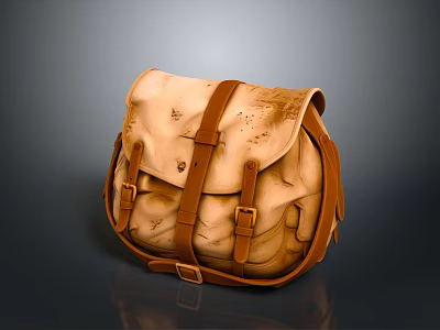 Genuine Leather Backpack In Natural Brown With Adjustable Straps And Buckle Details 3d model