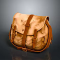 Genuine Leather Backpack In Natural Brown With Adjustable Straps And Buckle Details