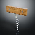 Wooden Handle Corkscrew With Two Holes And Metal Spiral For Wine Bottle Opening