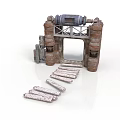 Industrial Mechanical Structure Components With Bricked Towers Metal Framework And Track Slats