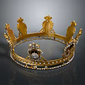 Exquisite Gold Decorative Crown With Detailed Carvings And Sparkling Gemstones For Household Decoration