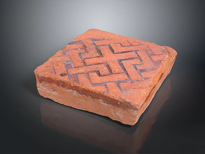 Decorative Red Brick With Intricate Geometric Pattern For Traditional Interior Decor 3d model