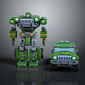 Green Robot and SUV Model with Mechanical Design and Detailed Features 3d model