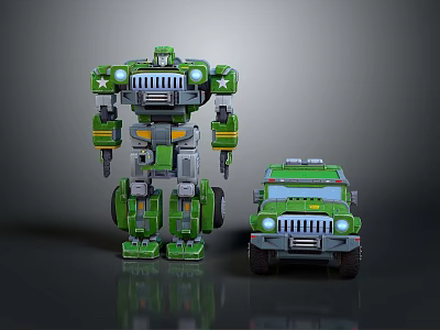 Green Robot and SUV Model with Mechanical Design and Detailed Features 3d model
