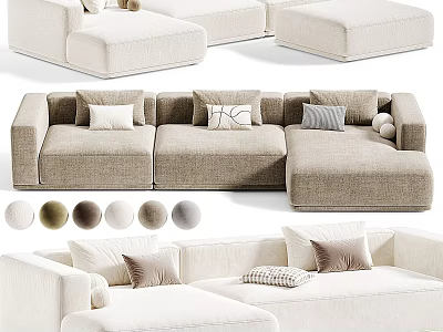 Modern Double Sofa Design With Soft Fabric Pillows And Multiple Color Options 3d model