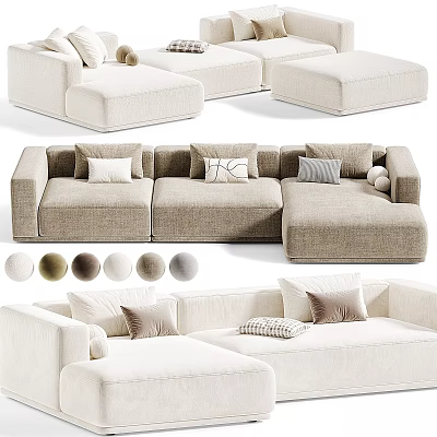 Modern Double Sofa Design With Soft Fabric Pillows And Multiple Color Options 3d model