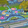 Colorful Amusement Playground Design With Various Play Structures And Green Trees 3d model