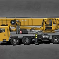 Yellow Crane Truck With Extended Arm And Heavy Duty Hook For Construction