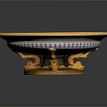Elegant Decorative Bowl With Red Gold Patterns And Intricate Ornate Base Stand