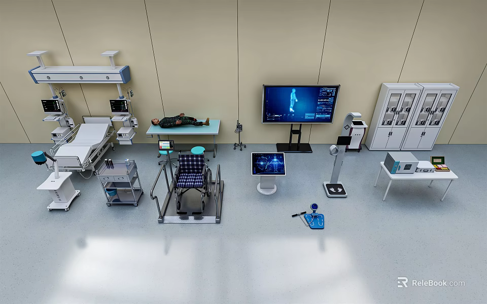 Advanced Medical Devices And Surgical Equipment In Modern Operating Room Setup 3d model 