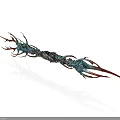 Mythical Weapon Featuring Teal Red Accents Intricate Decorative Details And Elaborate Craftsmanship