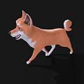 Cute Orange And White Cartoon Shiba Inu With Curled Tail On Black Background