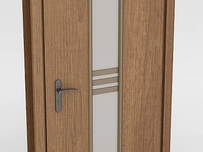 Wooden Storage Cabinet With Glass Door And Metal Handle Design 3d model
