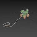 Green Wooden Dinosaur Toy with Rolling Wheels and Pull String for Kids
