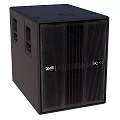 Professional Black Audio Speaker With Mesh Front Panel Side Ports And Brand Logos
