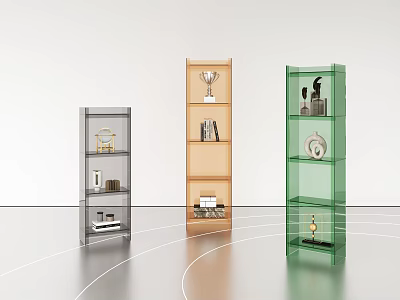 Modern Entryway Side Cabinets With Glass Doors And Display Shelves For Decorative Items 3d model