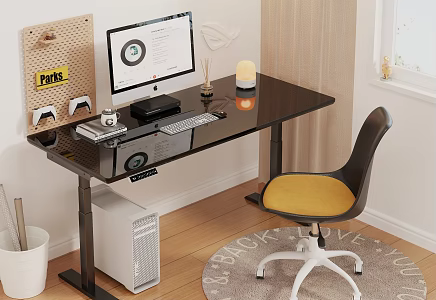 Modern Desk Lifting Desk Glass Desk 3d model
