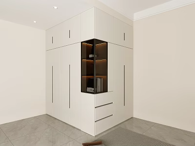 Modern Wardrobe Storage Design With Glass Door Open Shelves And Drawers 3d model