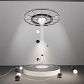 Interactive Zone With Modern Circular Metal Structure Hanging Black White Spheres 3d model