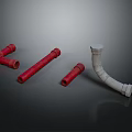 Red And White Plumbing Components Including Elbow Straight Pipe And Fittings