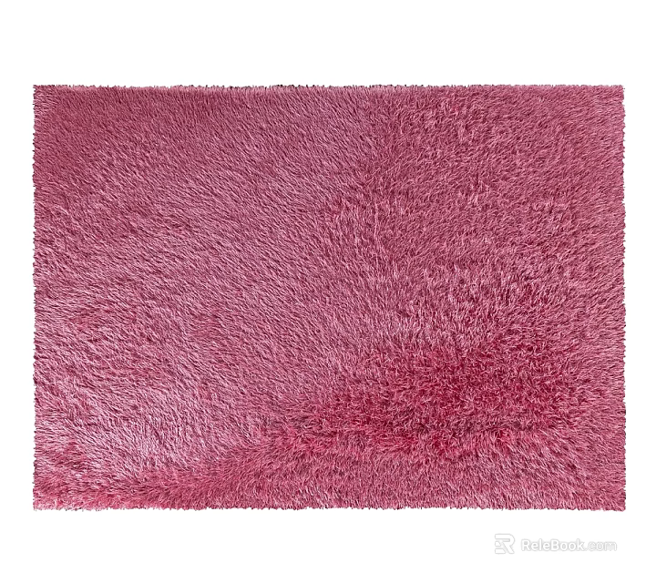 Soft Pink Square Shaggy Carpet Plush Material For Living Room Decorative Rug 3d model 