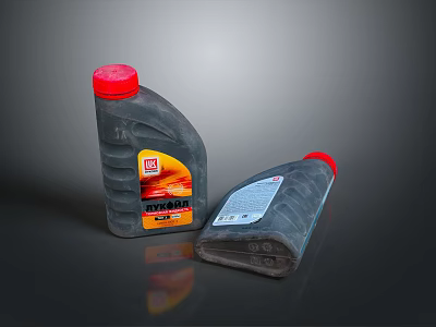 Household Liquid Bottles With Red Caps And Printed Labels For Daily Use 3d model