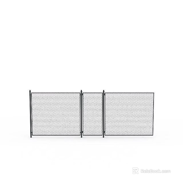 Modern Garden Landscape With Folding Metal Mesh Fences And Black Frames 3d model 