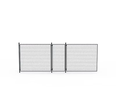 Modern Garden Landscape With Folding Metal Mesh Fences And Black Frames 3d model