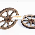Vintage Old Wooden Wheels Featuring Worn Spokes And Rustic Handcrafted Design