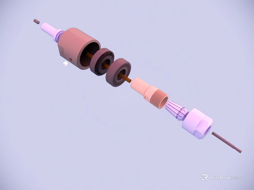 Mechanical Shaft Assembly With Multi Colored Cylindrical Components And Detailed Structure 3d model 