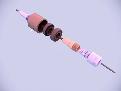 Mechanical Shaft Assembly With Multi Colored Cylindrical Components And Detailed Structure 3d model
