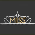Elegant Miss Lettering Crown Jewelry Adorned With Sparkling Diamonds And Reflection