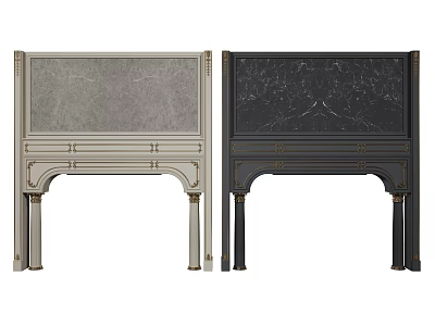 Elegant Two Door Arches With Marble Texture And Classic Column Design 3d model
