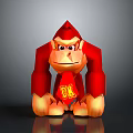 Cheerful Red Cartoon Gorilla Character With DK Logo And Shiny Paws