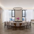 Modern Room Dining Room Large Round Table 3d model