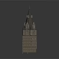 Detailed Medieval Style Stone Tower With Spire And Layered Architectural Windows 3d model