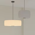 Modern Round Pleated Pendant Lights Hanging From Ceiling On Beige Wall 3d model